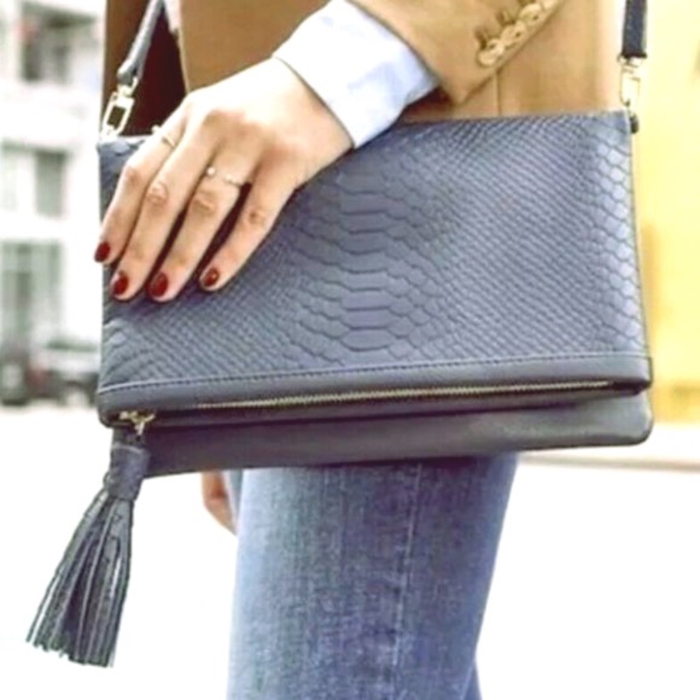 Gigi Blue Python Clutch Crossbody